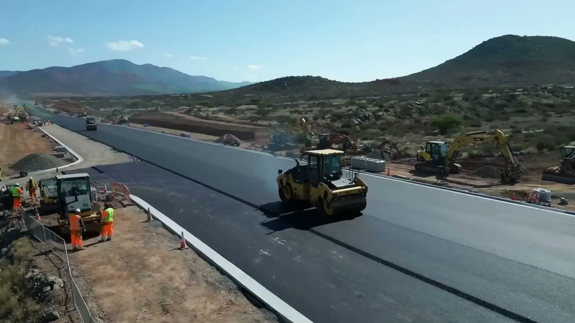 Road paving and compaction illustration